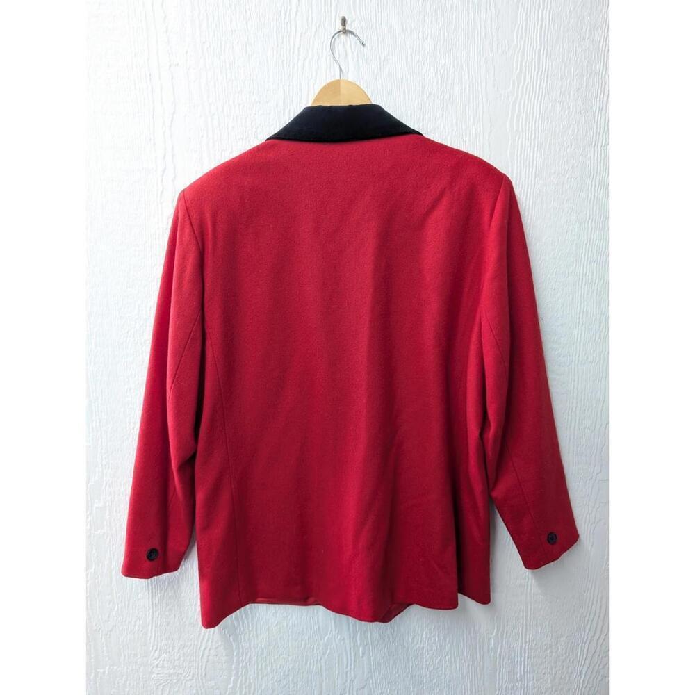 Vintage Dumas 100% Wool Red With Black Velvet Trim Blazer Sports Coat Classic - Picture 5 of 9